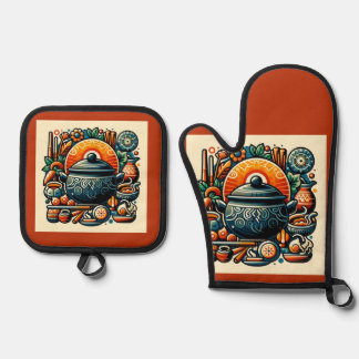 Love in the Kitchen: Silver Quilted Oven Mitt with Oven Mitt & Pot Holder Set