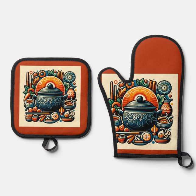 Love in the Kitchen: Silver Quilted Oven Mitt with & Pot Holder Set (Front)