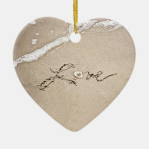 Love in the Sand Beach Christmas Ornament