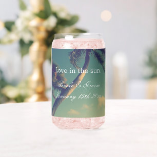 Love in the sun idyllic beach wedding can glasses