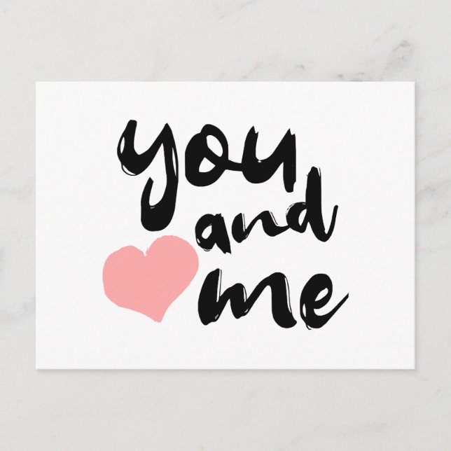 Love in Two Words You and Me. Valentines Day Holiday Postcard (Front)