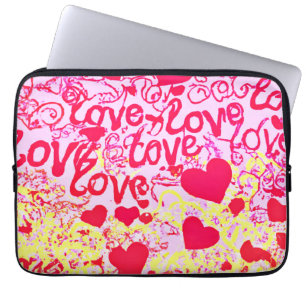 Love in Vibrant Colour Pattern Laptop Sleeve
