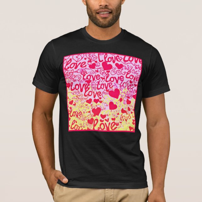 Love in Vibrant Colour Pattern T-Shirt (Front)