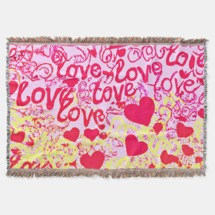 Love in Vibrant Colour Pattern Throw Blanket