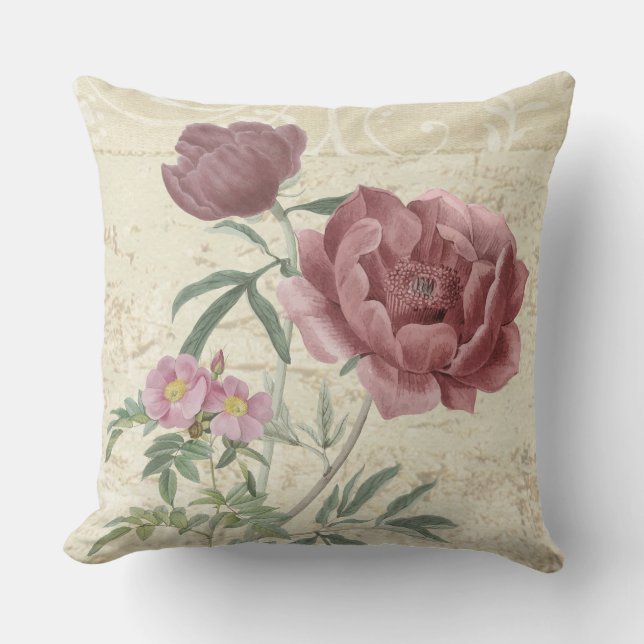 Love in White Script with Heart Custom Photo Throw Cushion (Front)