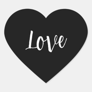 Love in white with black background heart sticker