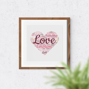 Love in words. Romantic typography. Poster