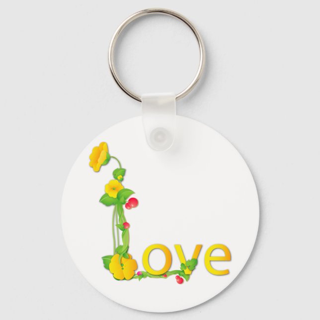 Love in Yellow Flowers Key Ring (Front)
