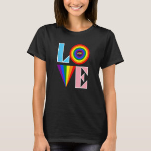 LOVE including Rainbow and Progressive Pride Flag T-Shirt