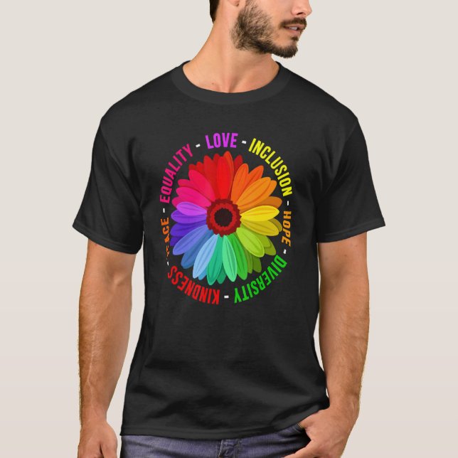 Love Inclusion Hope Diversity Kindness Peace Equal T-Shirt (Front)