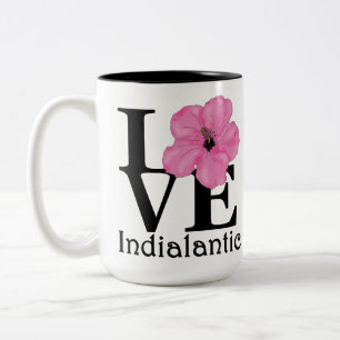 LOVE Indialantic Pink Hibiscus 15oz Two-Tone Coffee Mug