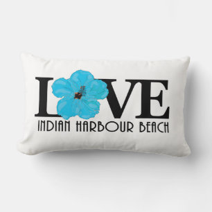 LOVE Indian Harbour Beach Blue Hibiscus Lumbar Cushion