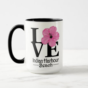 LOVE Indian Harbour Beach Pink Hibiscus 15oz Mug
