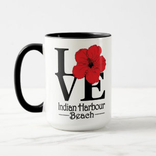 LOVE Indian Harbour Beach Red Hibiscus 15oz Mug