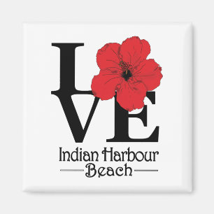 LOVE Indian Harbour Beach Red Hibiscus Magnet