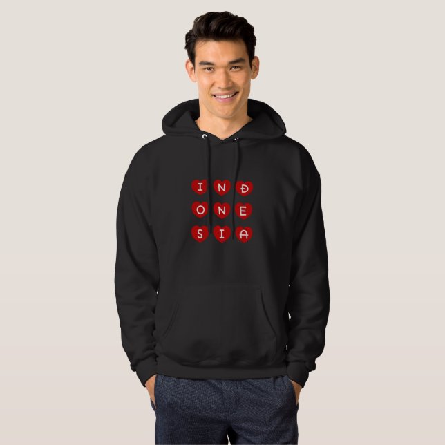 Love Indonesia t-shirt, Indonesian mens top hoodie (Front Full)
