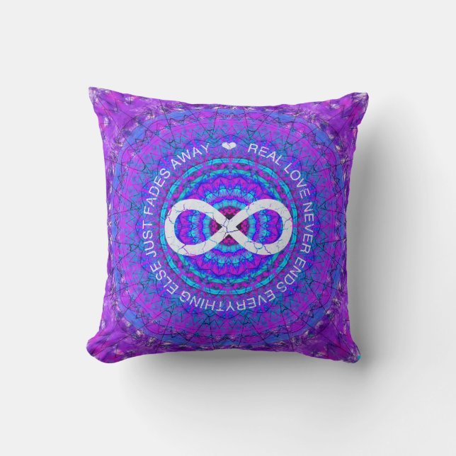 Love Infinity funky purple mandala Cushion (Front)