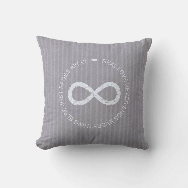 Love Infinity grey stripe Cushion (Front)