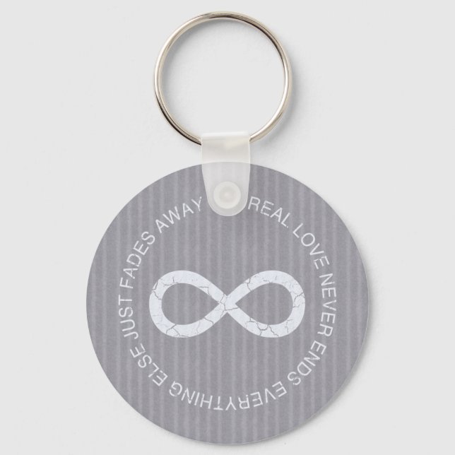 Love Infinity grey stripe Key Ring (Front)
