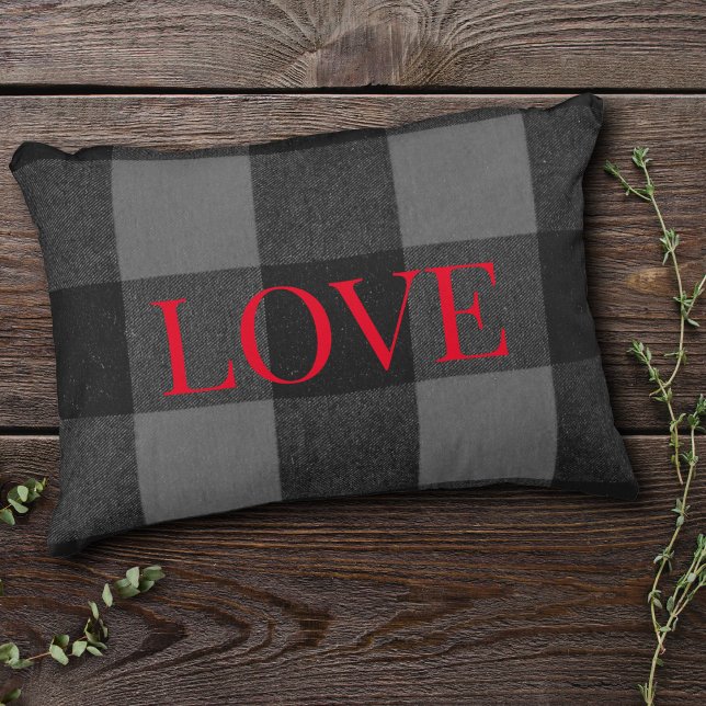 Love-Infused Flannel Black and Grey Decorative Cushion (Creator Uploaded)