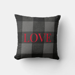 Love-Infused Flannel: Customisable Black and Grey Cushion