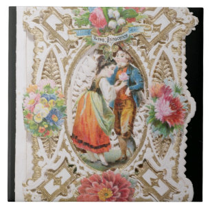 Love, Innocence, Valentine card, c.1870 (colour li Ceramic Tile