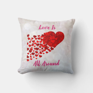 Love Inspirational Red Hearts Cute Valentines Day Cushion