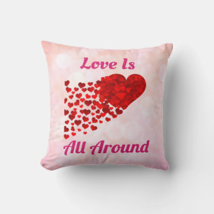 Love Inspirational Red Hearts Cute Valentines Day Cushion