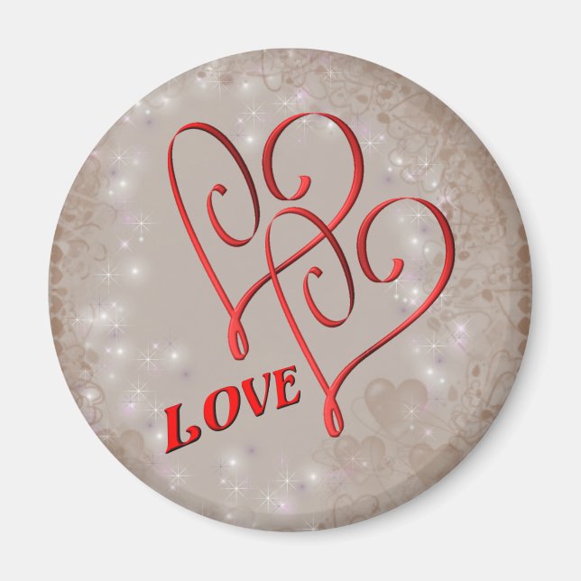 Love Intertwined Red Hearts  Magnet (Front)