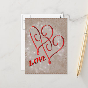 Love Intertwined Red Hearts  Postcard