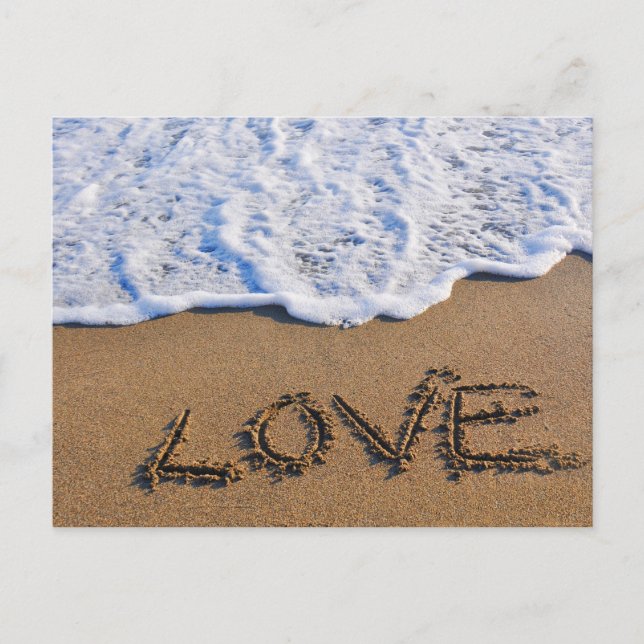 Love into the sand written postcard (Front)