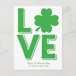 Love Irish Shamrock St. Patrick's Day Postcard