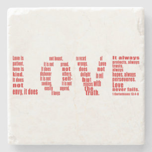 Love is... 1 Corinthians 13:4  verse within text   Stone Coaster