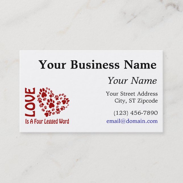 Love is a 4-letter word business card (Front)