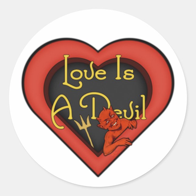 Love Is A Devil Classic Round Sticker (Front)