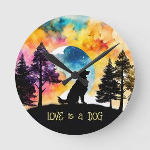 Love is a Dog waiting for you *Personalise* Round Clock