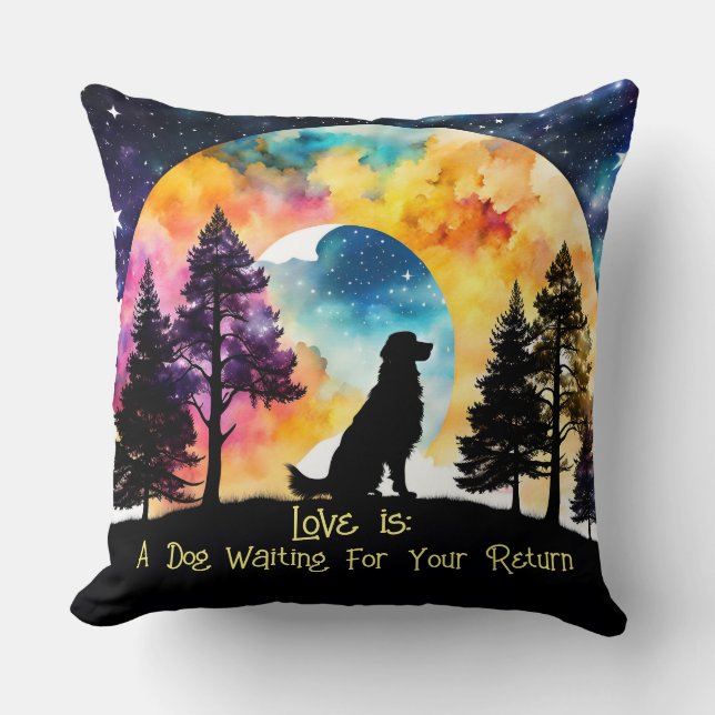 Love is A Dog watercolor Golden Retriever Cushion (Front)
