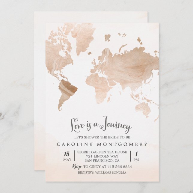 Love is a Journey Map Bridal Shower Invitation (Front/Back)