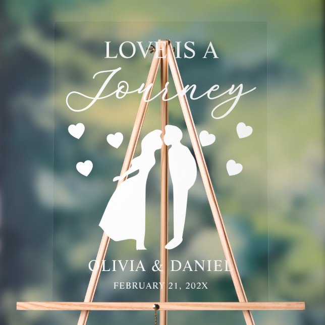 Love is a Journey Personalized Wedding Acrylic Sign (Neutral)
