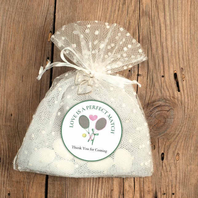 Love Is a Perfect Match Tennis Bridal Shower Favou Classic Round Sticker (Creator Uploaded)