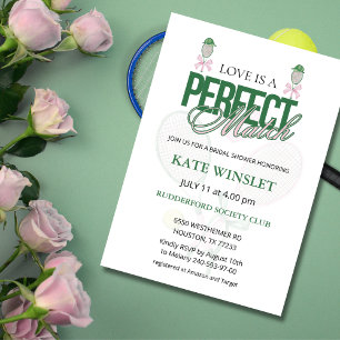Love Is a Perfect Match Tennis Bridal Shower  Invitation