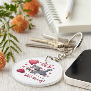 Love is a Purrsuit Worth Chasing Cute Cat Key Ring