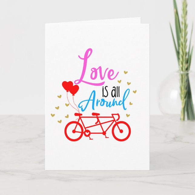 Love Is All Around Tandem Bike Card (Front)