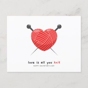 Love Is All You Knit Valentine's Day Holiday Postcard
