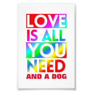 LOVE IS ALL YOU NEED AND A DOG  PHOTO PRINT