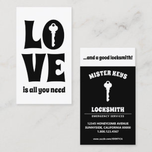 love is all you need and a good LOCKSMITH Business Card