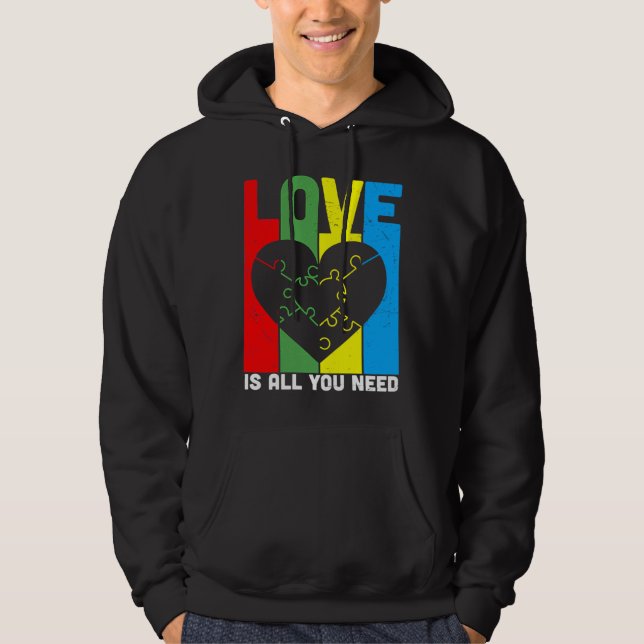 Love Is All You Need Autism Heart Puzzle Hoodie (Front)