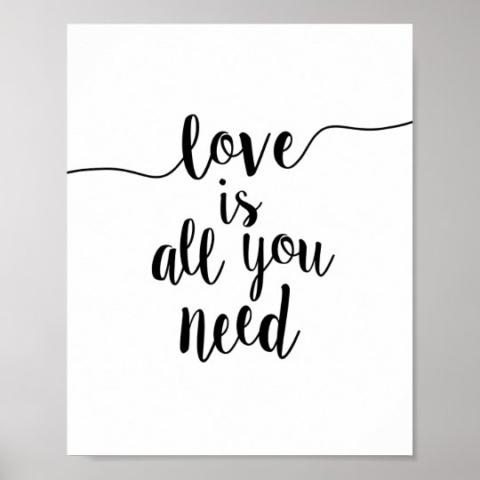 Love Is All You Need Inspirational Quote Art Print Zazzle Com Au