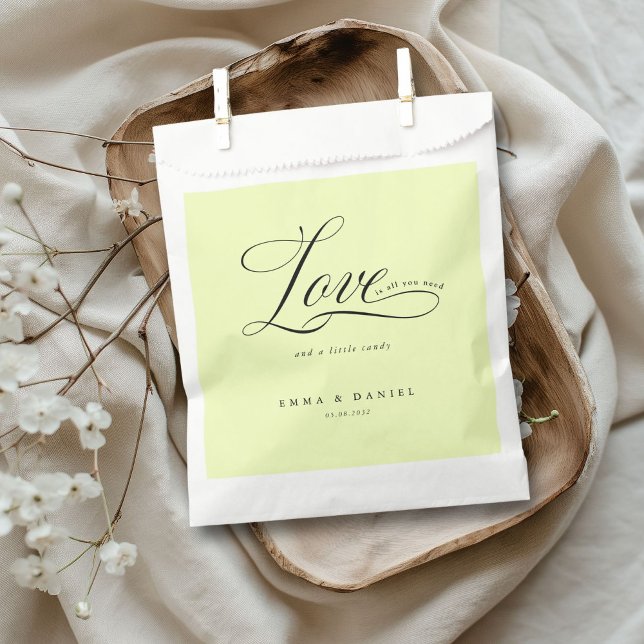 Love is all you need!  Wedding  Favour Bag (Love is all you need! Wedding Favor Bag with your name and date.)