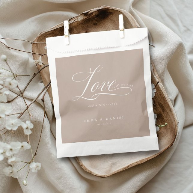 Love is all you need!  Wedding  Favour Bag (Love is all you need! Wedding Favor Bag with your name and date.)